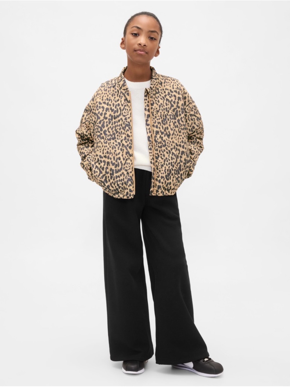 GAP Leopard Print Bomber Jacket - Beige and Black